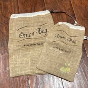 Onion Bag & Garlic Bag Set - Natural Brown Food Storage Bags